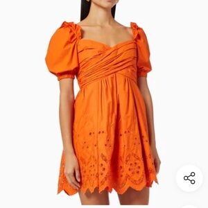 Self-Portrait Floral Scallop Dress in Cotton